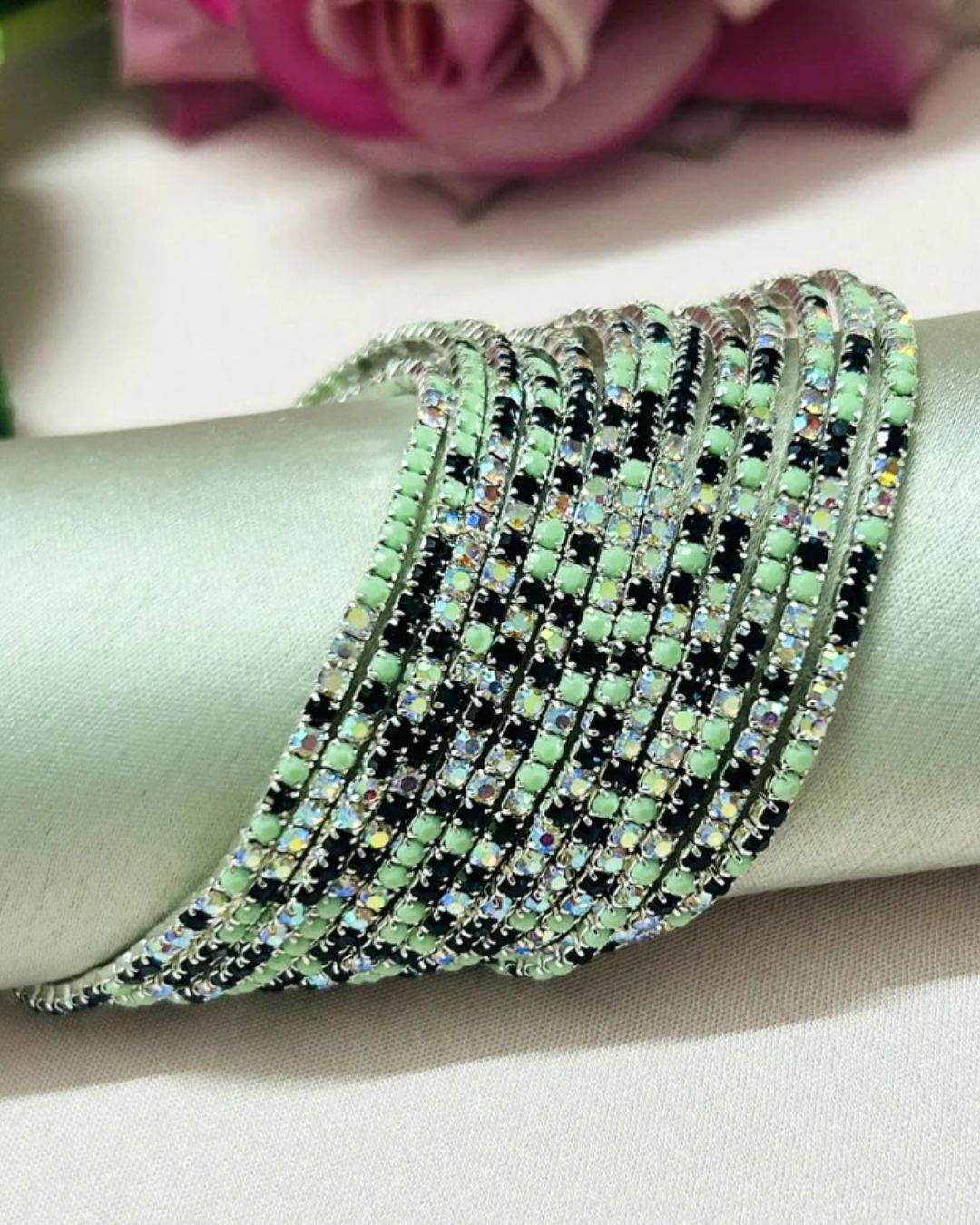 Stretchable Mint Magic Silver Plated Bracelet - Pack of 12