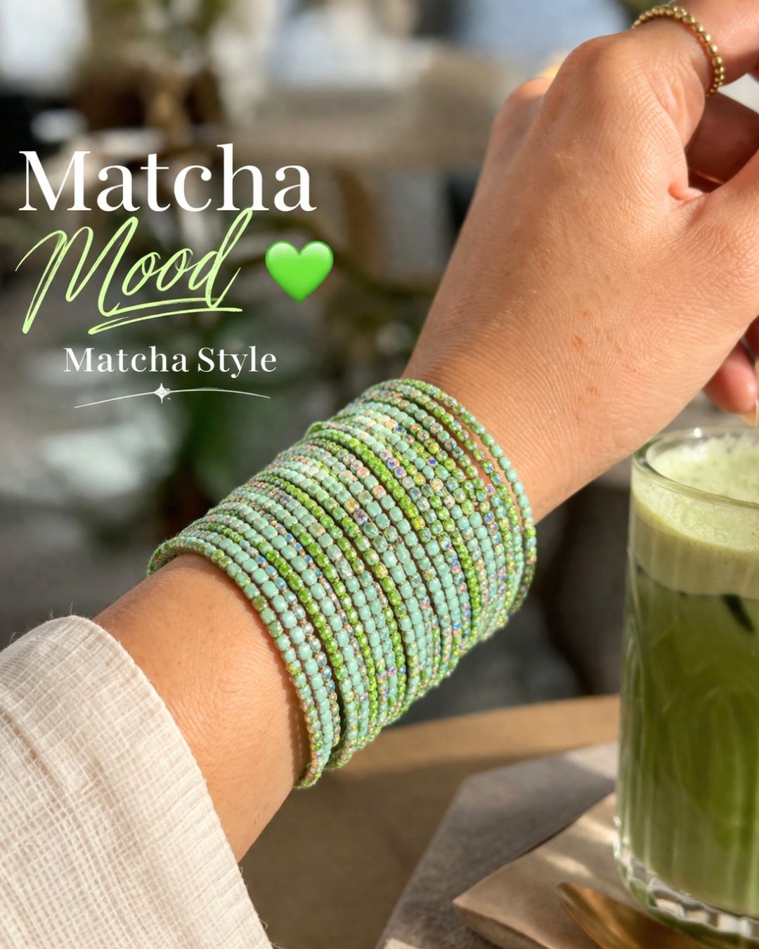 Matcha Mood Girl - Silver Plated Stretchable Bracelet - Pack of 24