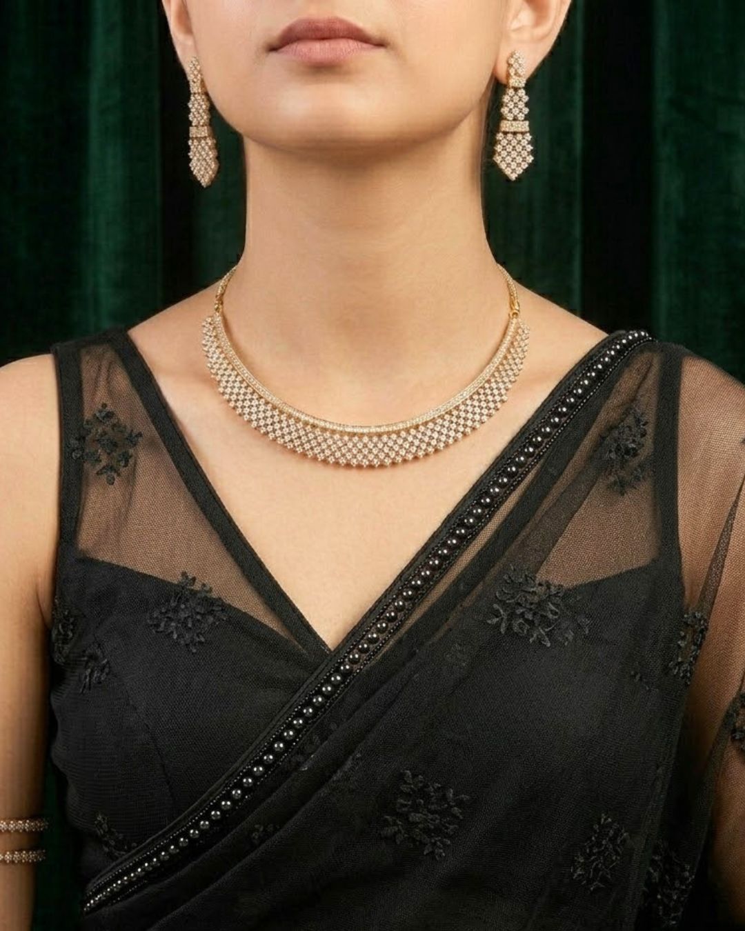 Siya 18K Gold Plated American Diamond Necklace Set
