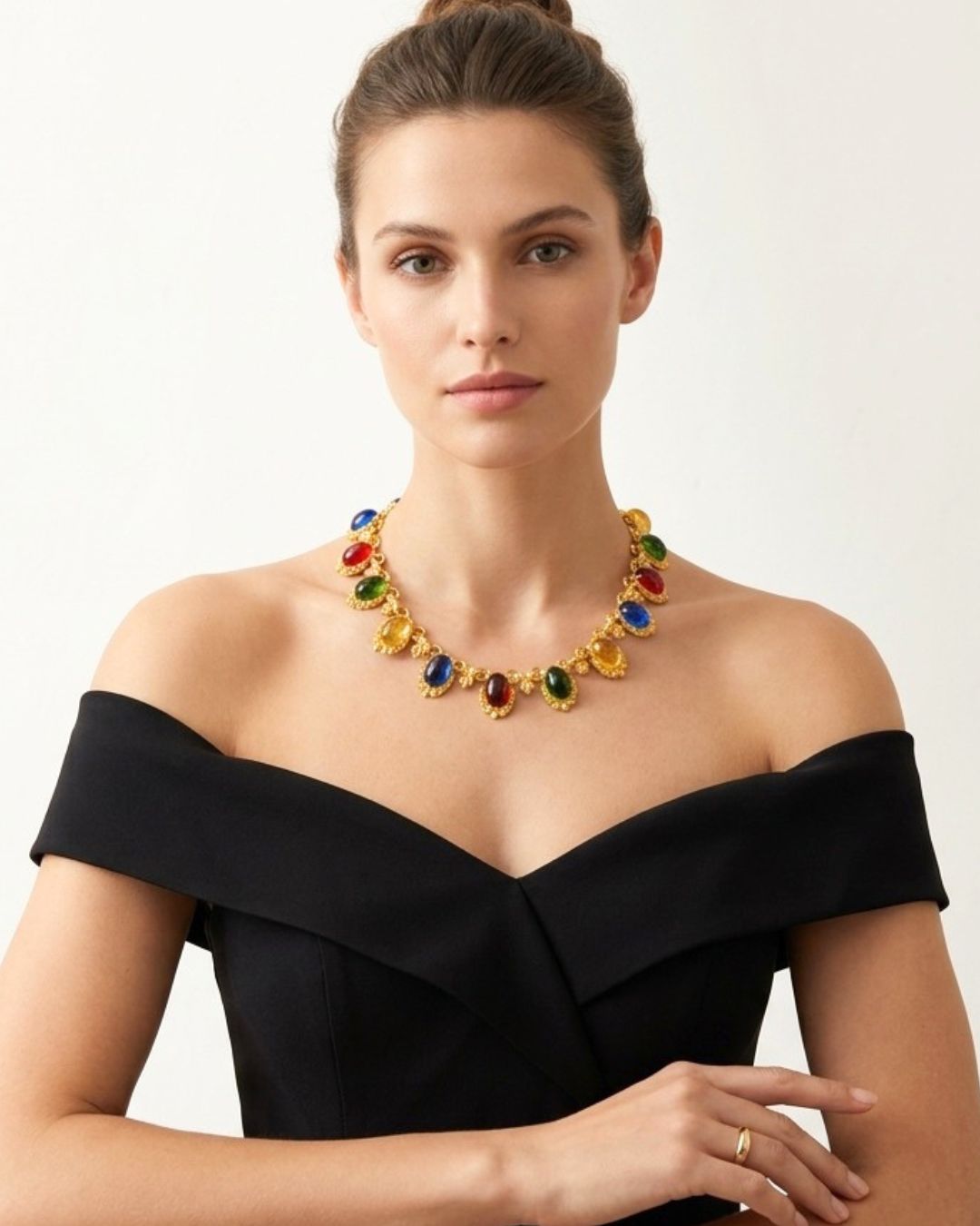 Multi- Color Oval Resin Necklace