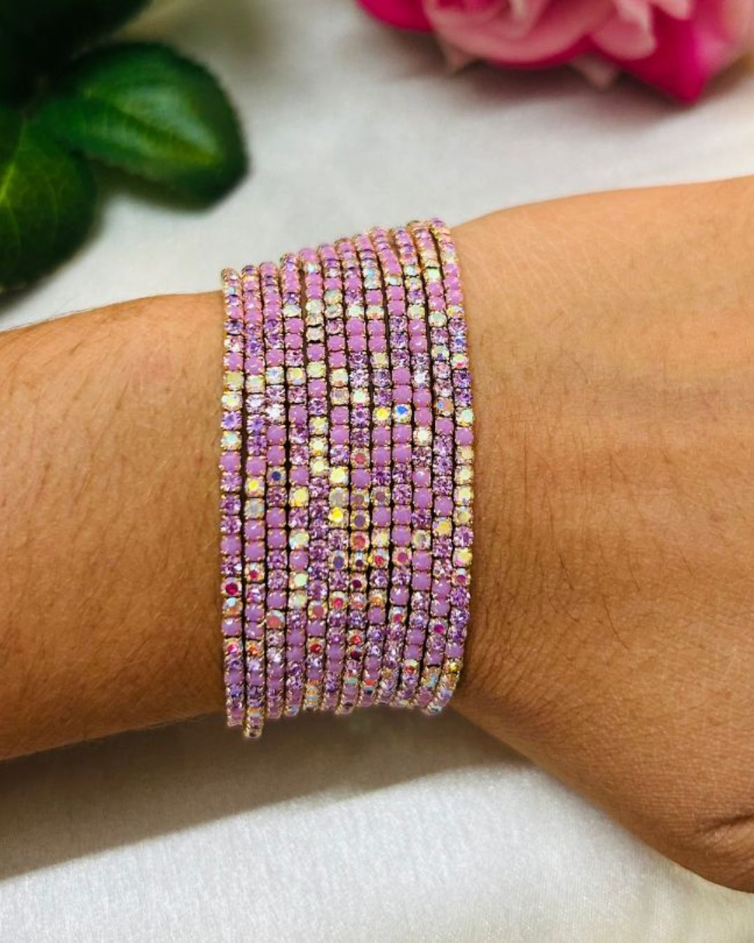 Stretchable Pastel Purple Gold - Plated Bracelet - Pack of 12