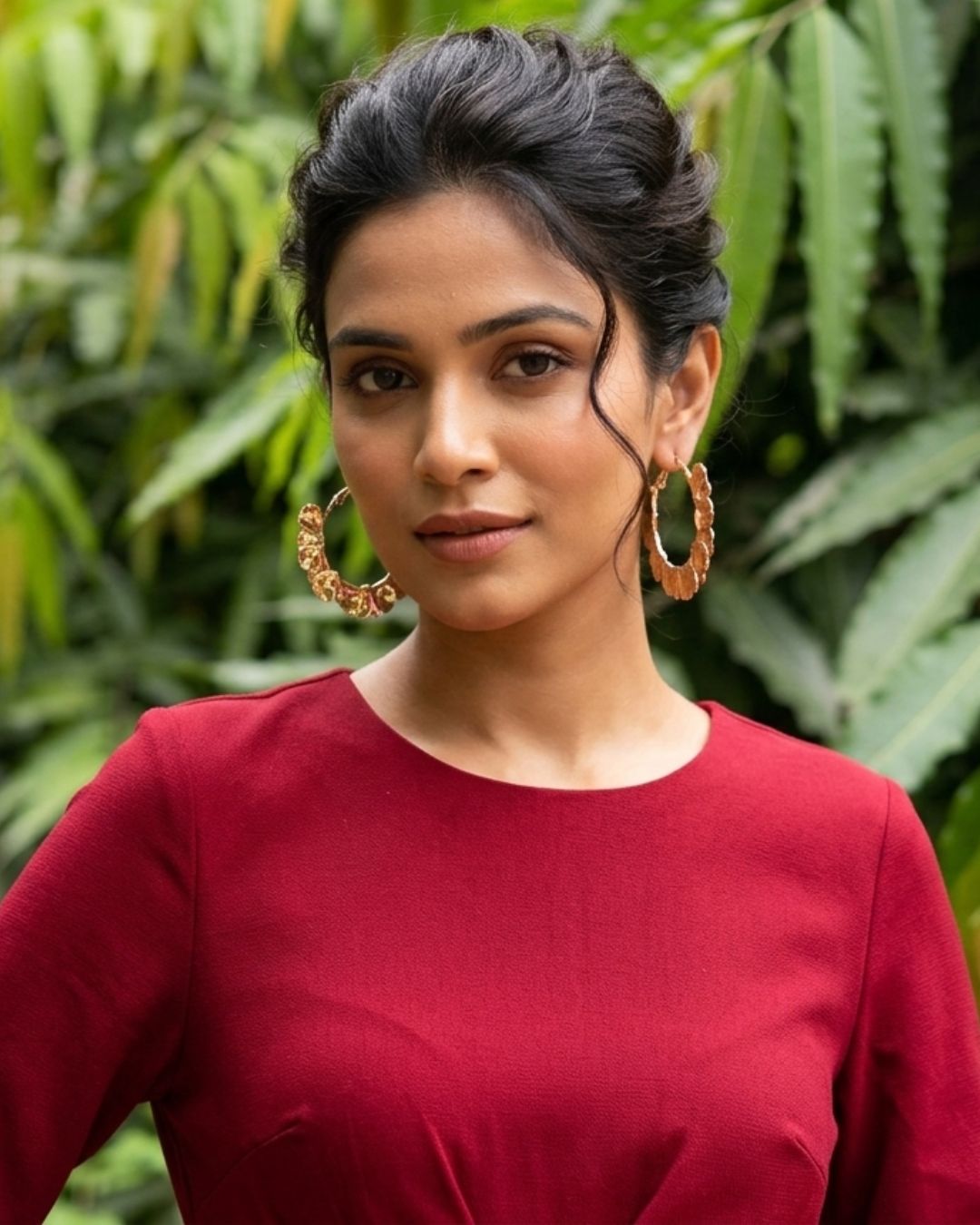 Golden Petal Hoop Earrings