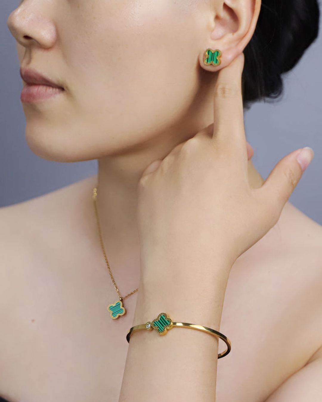 Clover Green Stud Earrings