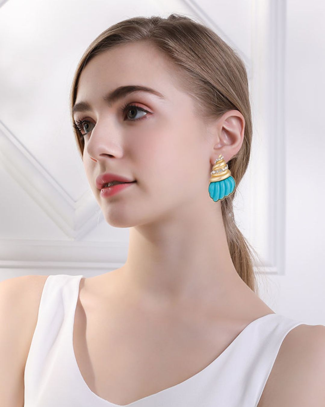 Shell Turquoise Stud Earrings