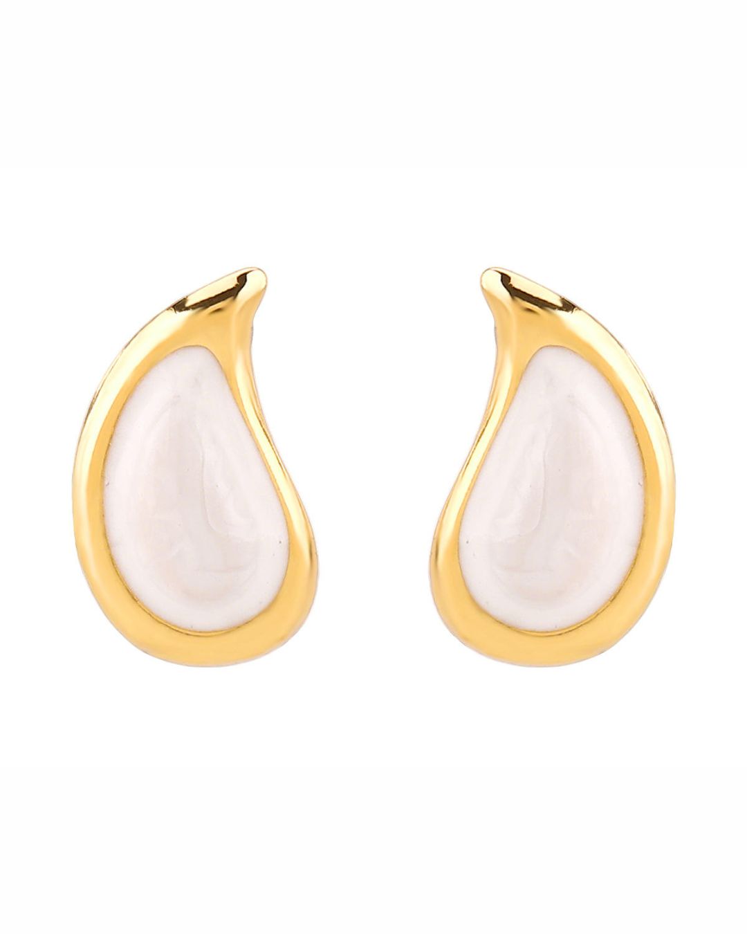 White Golden Tear Drop Earrings