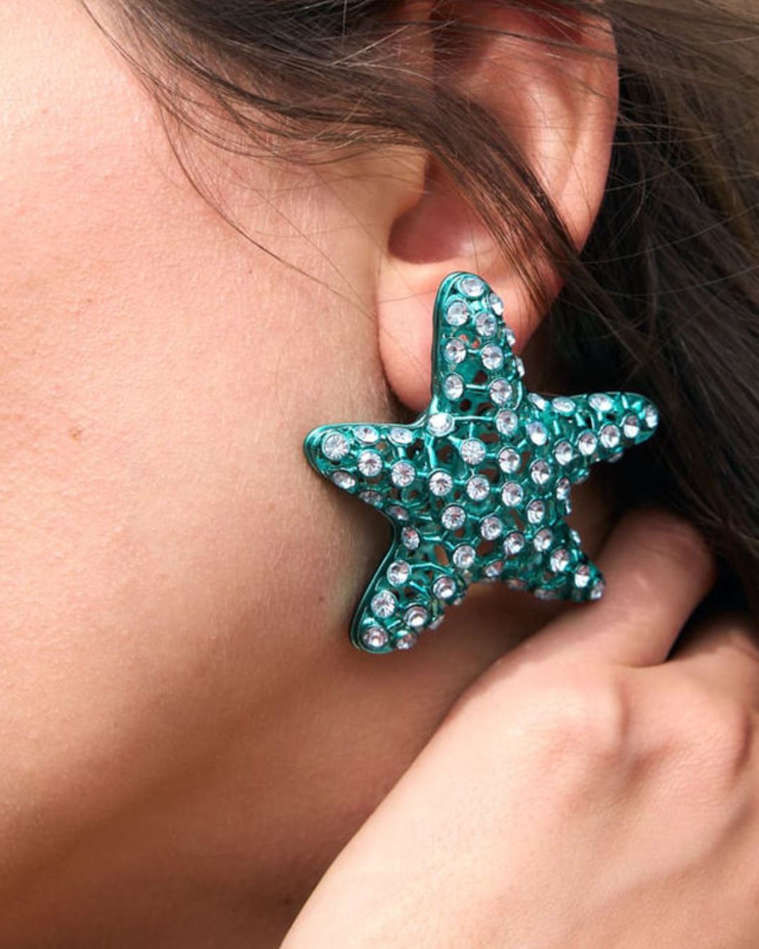 Holly Blue AD Studded Star Earrings