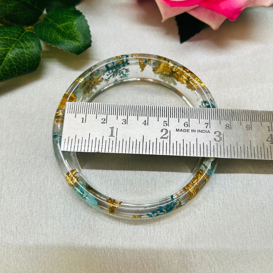 Blue Floral Clear Transparent Bangles