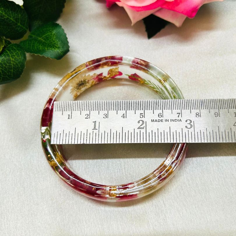 Pink Floral Clear Bangles