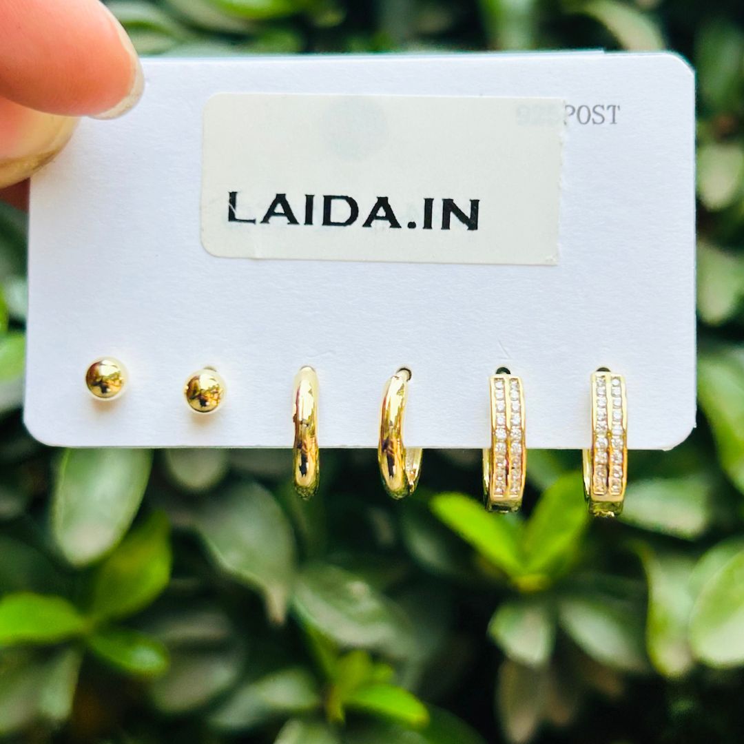 Set Of 3 Minimalistic Earrings
