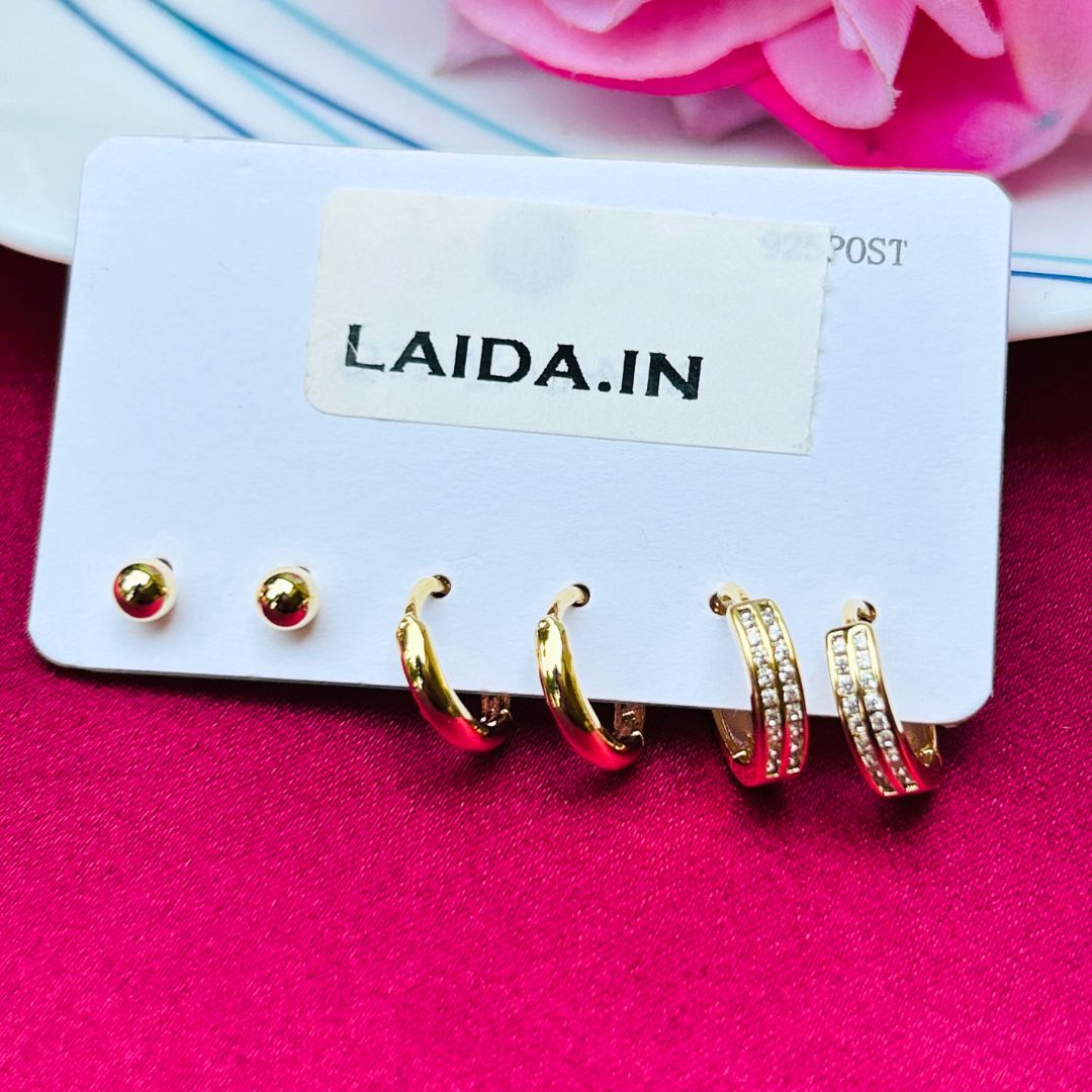 Set Of 3 Minimalistic Earrings