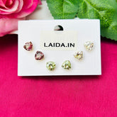 Set Of 3 Colorful Triangle Studs