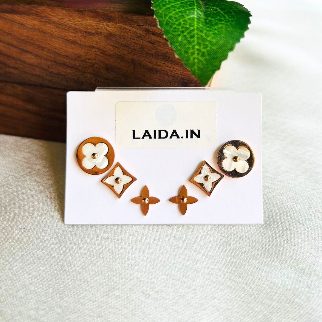 Set Of 3 Clover Studs