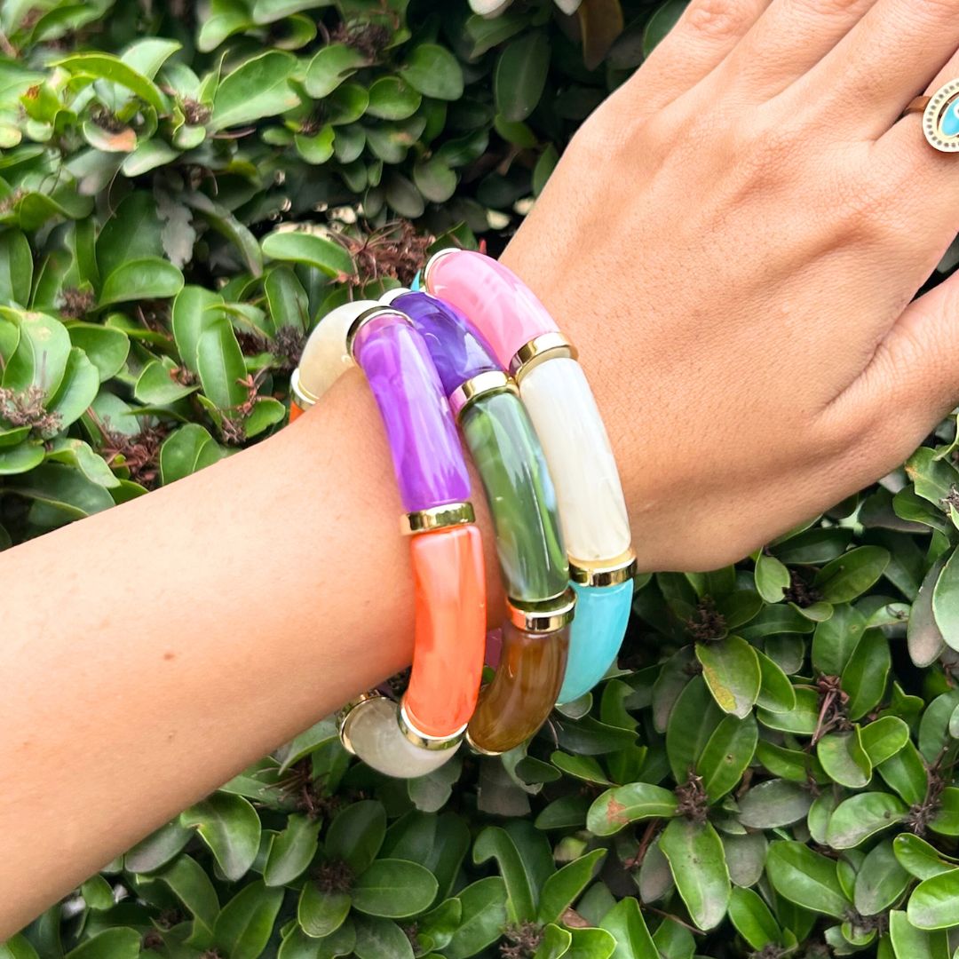 Vintage Acrylic Bracelet Set  - Multicolors