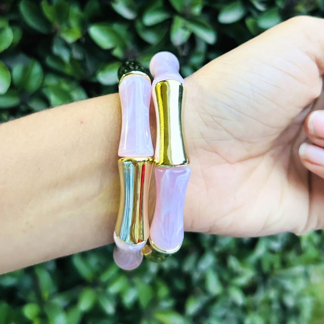 Retro Chic Bracelet Set - Ivory, Baby Pink and Baby Blue