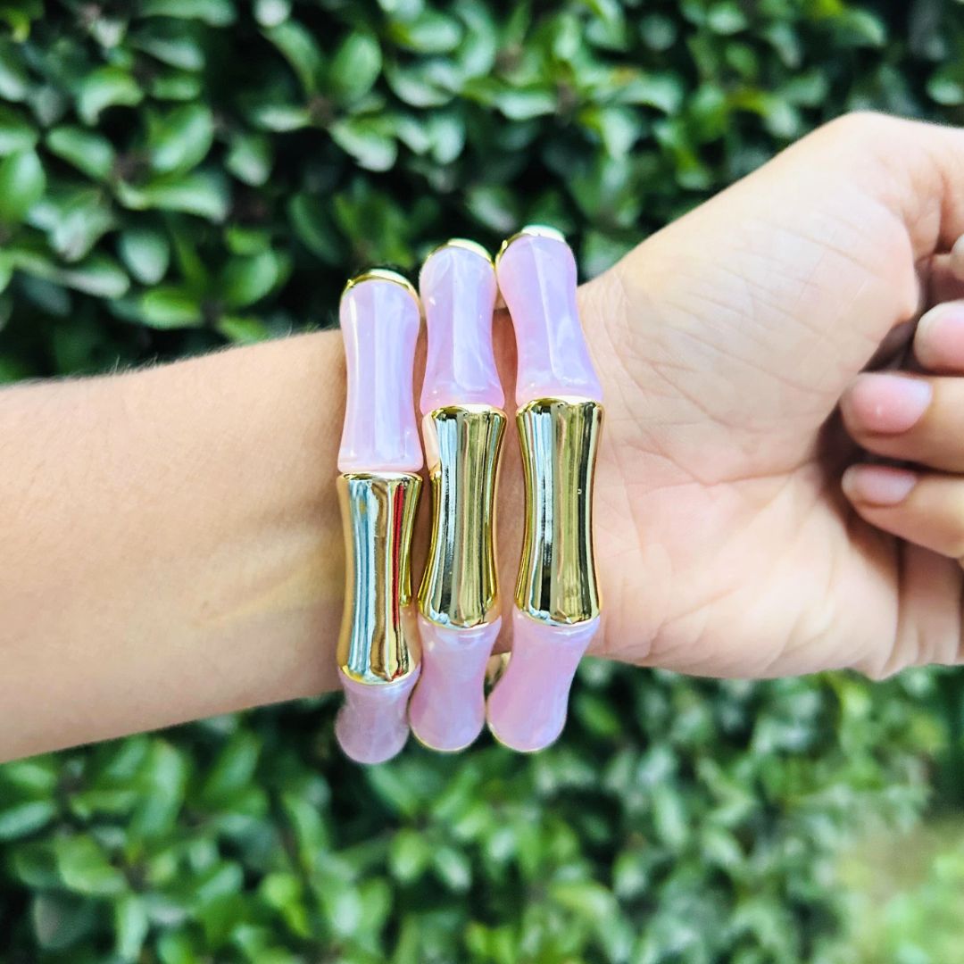 Retro Chic Bracelet Set - Ivory, Baby Pink and Baby Blue