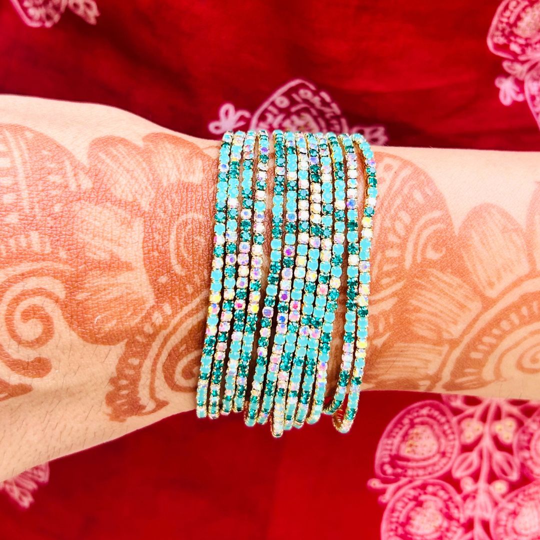 Stretchable Emerald Mist Gold Plated Bracelet - Pack Of 12