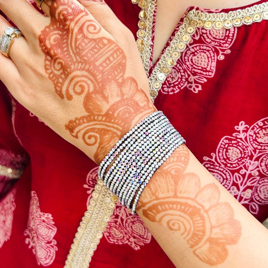 Stretchable White Moonstone Rhodium- Plated Bracelet - Pack of 12