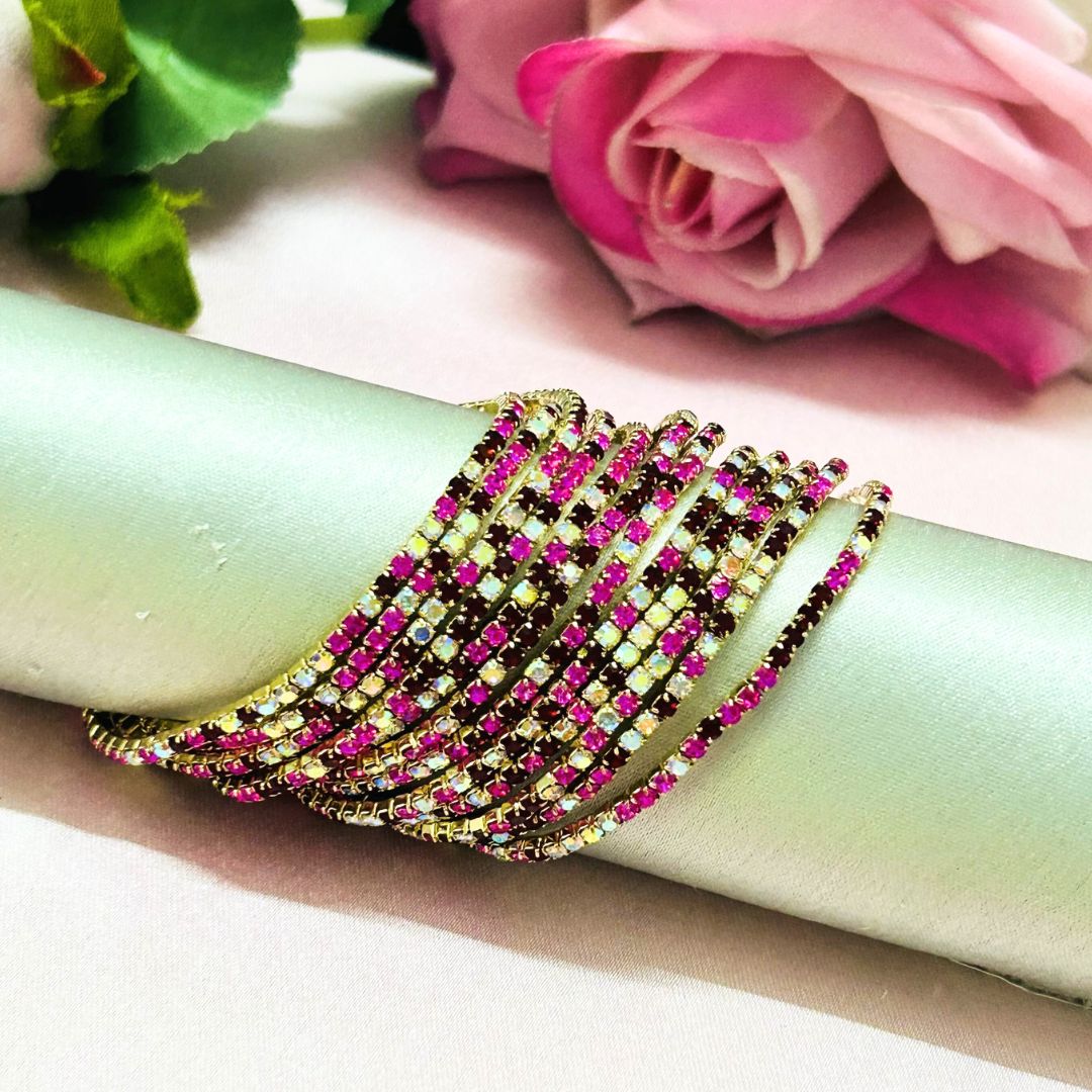 Stretchable Rose Gold Sparkle Gold - Plated Bracelet - Pack of 12