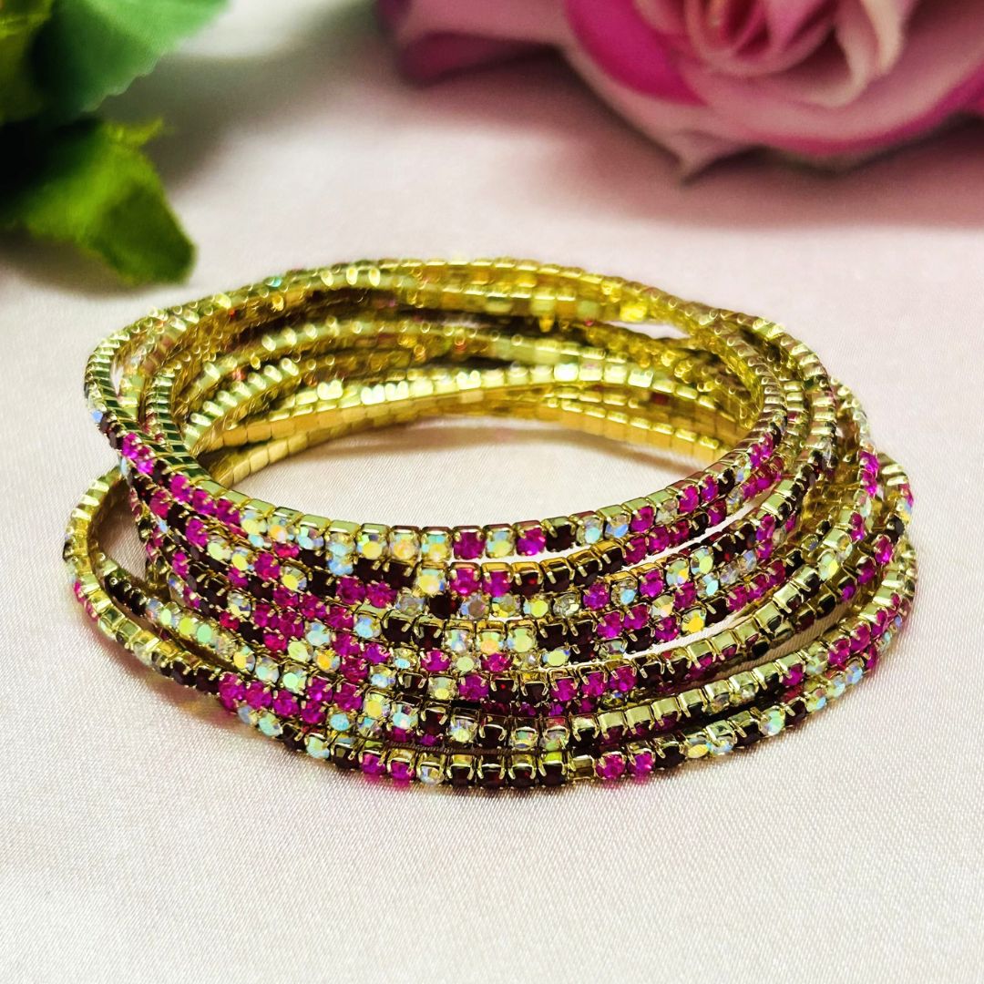 Stretchable Rose Gold Sparkle Gold - Plated Bracelet - Pack of 12