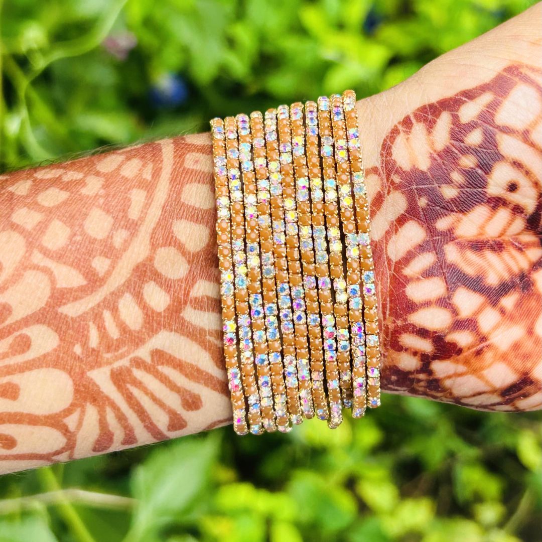 Stretchable Honey Sparkel Gold- Plated Bracelet - Pack of 12