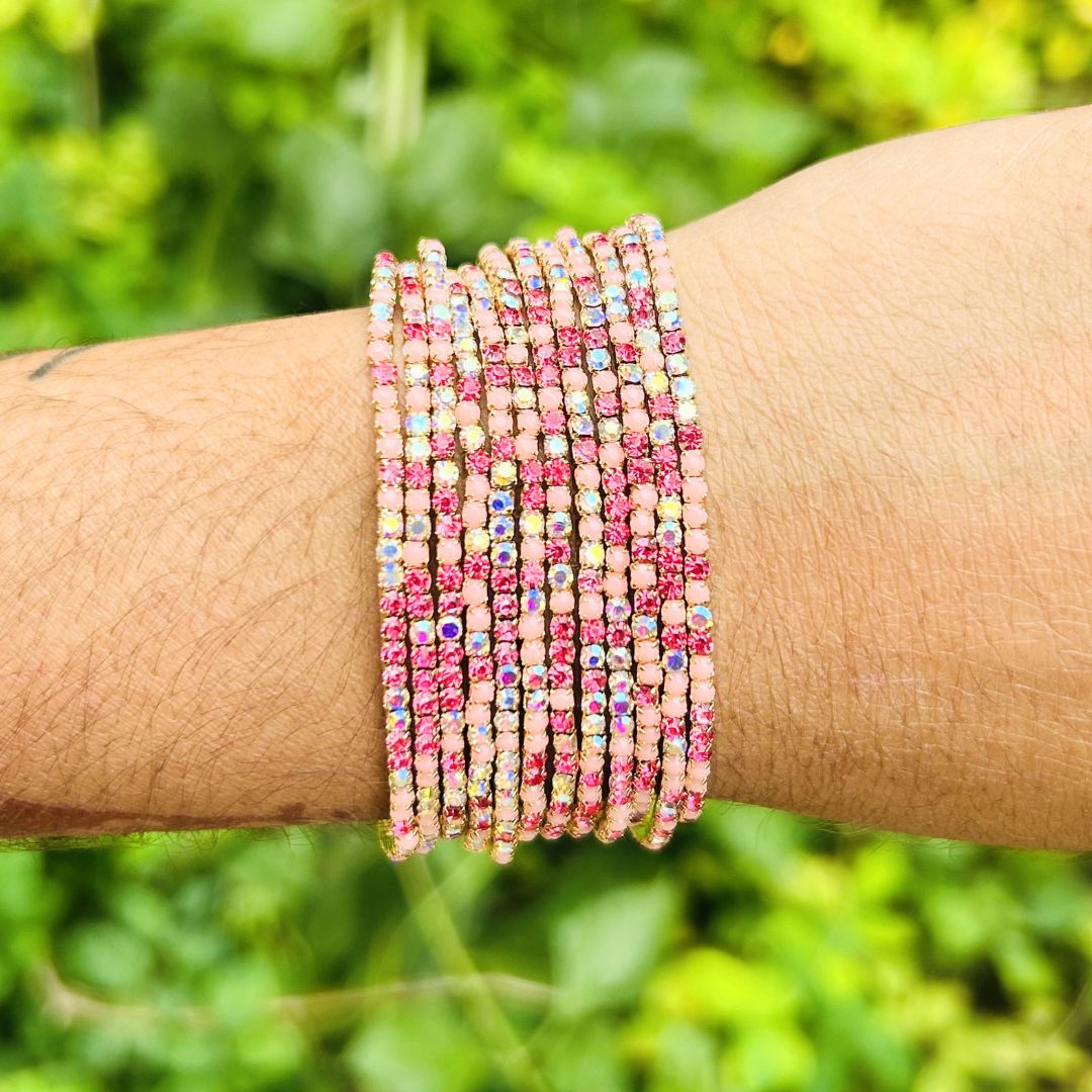 Stretchable  Peach Spark  Gold - Plated Bracelet - Pack of 12