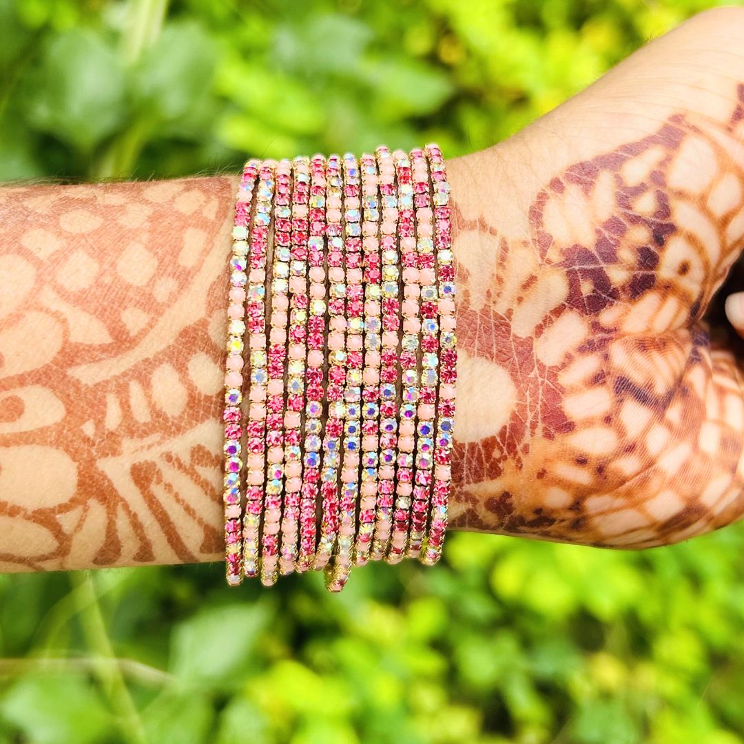 Stretchable  Peach Spark  Gold - Plated Bracelet - Pack of 12