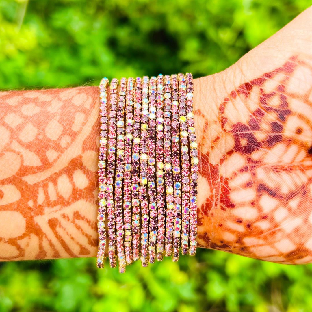 Stretchable Mix Maroon Gold Plated Bracelet - Pack of 12