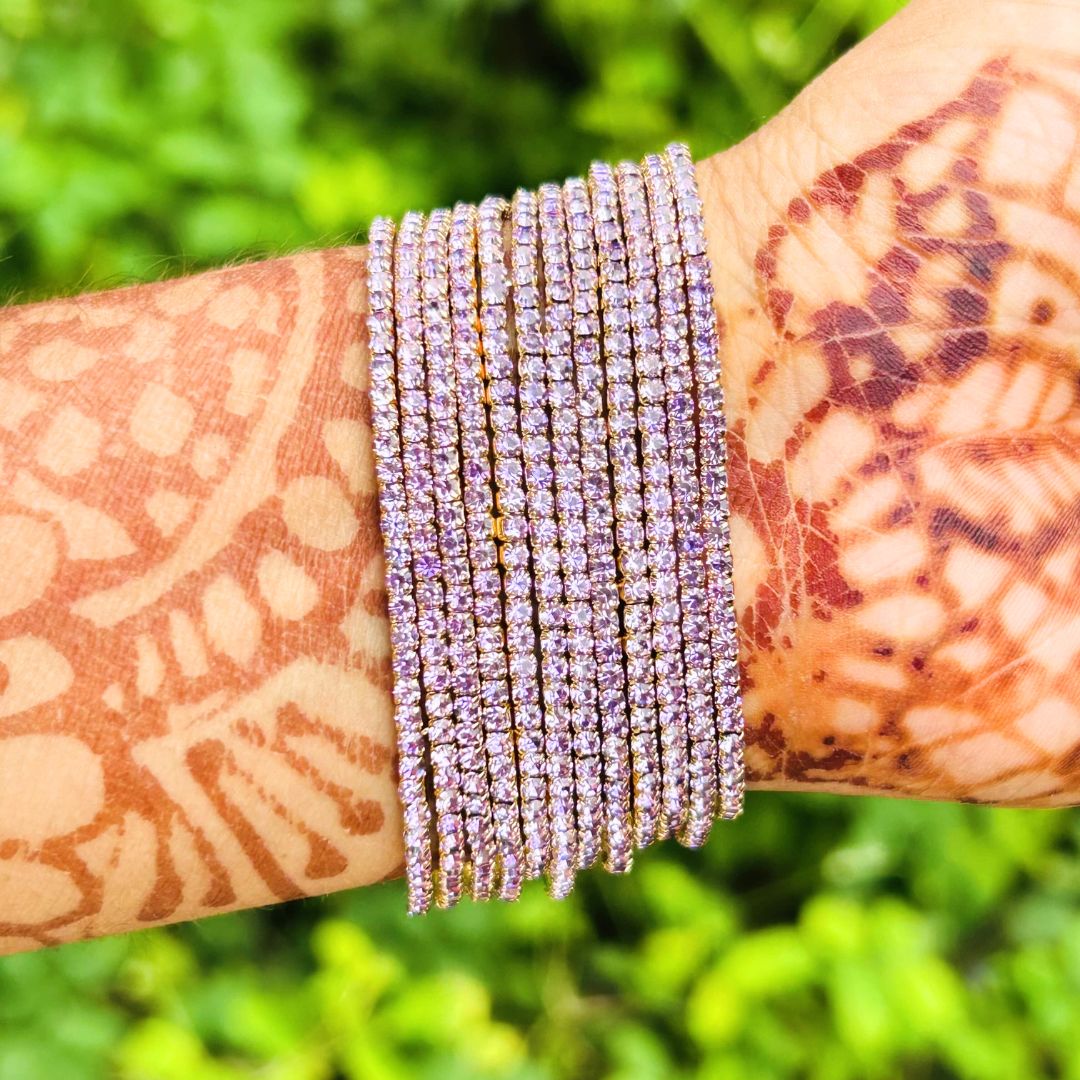 Stretchable Purple Gold - Plated Bracelet - Pack of 12