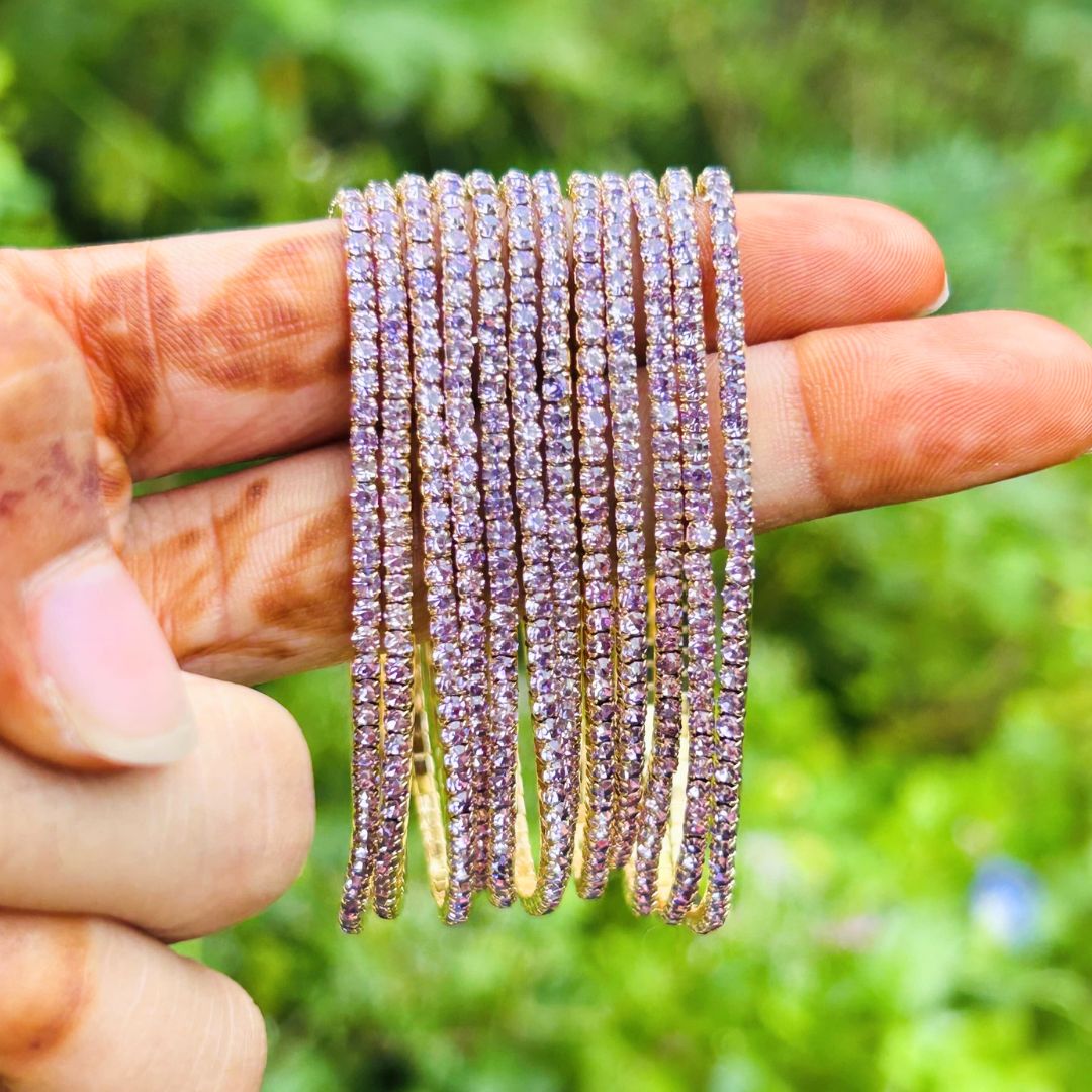 Stretchable Purple Gold - Plated Bracelet - Pack of 12