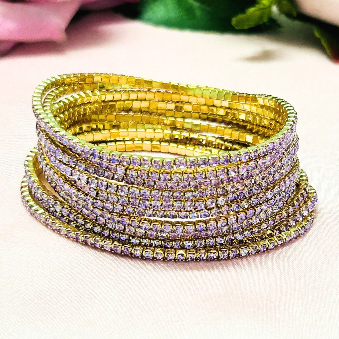 Stretchable Purple Gold - Plated Bracelet - Pack of 12