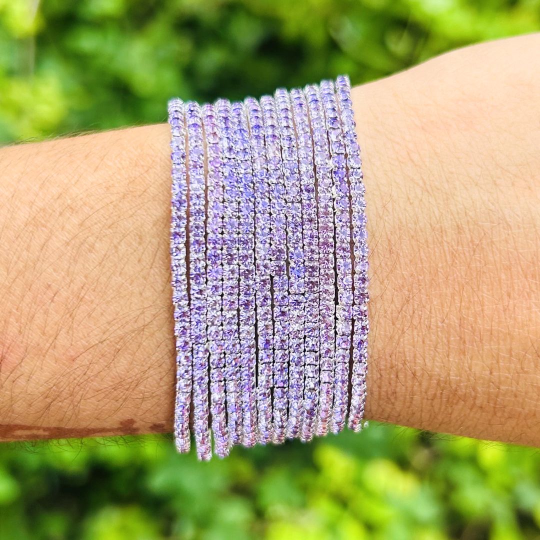 Stretchable Lavender Silver Plated Bracelet - Pack of 12