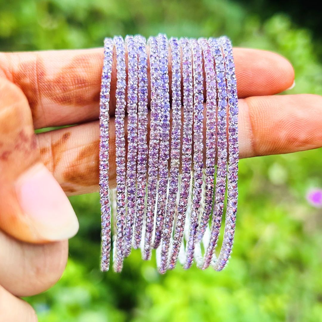 Stretchable Lavender Silver Plated Bracelet - Pack of 12