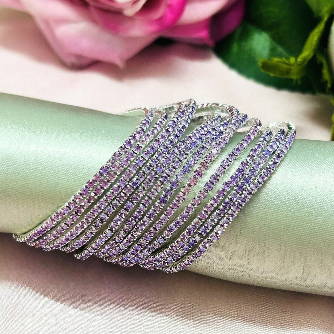 Stretchable Lavender Silver Plated Bracelet - Pack of 12