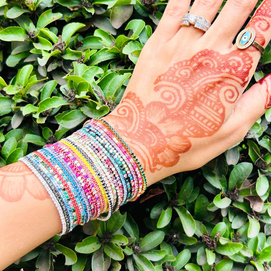 Haldi Special Multicolour Stretchable Bracelet - Pack of 24