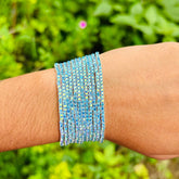 Stretchable Turquoise Silver -  Plated Bracelet - Pack of 12