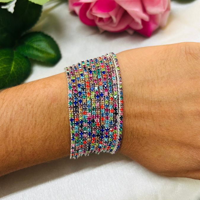 Stretchable Multicolor Bracelet - Pack of 12