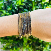 Stretchable Black Gold - Plated Bracelet - Pack of 12
