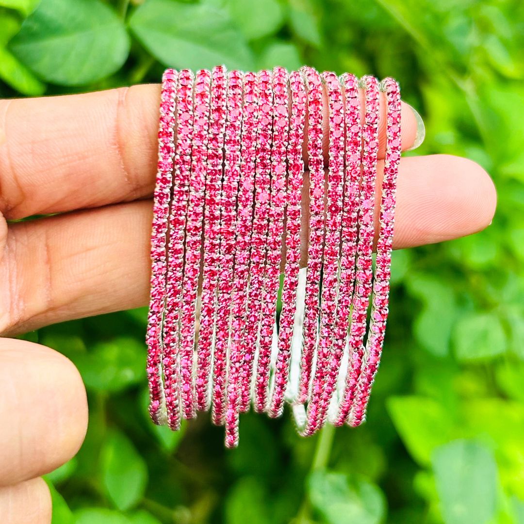 Stretchable Sparkle Rose  Silver - Plated Bracelet - Pack of 12