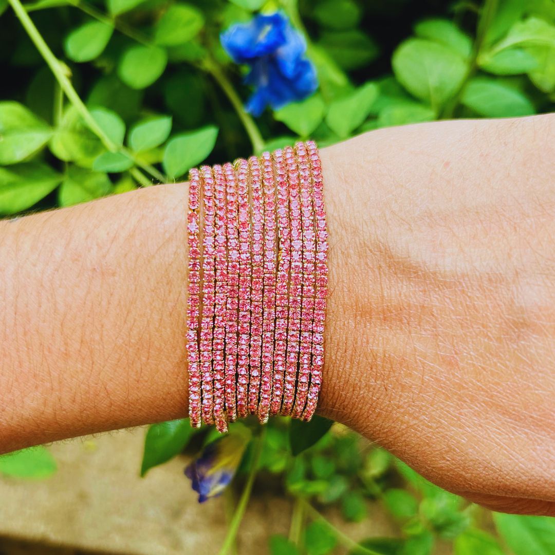 Stretchable Rose Gold Pink  -  Plated Bracelet - Pack of 12