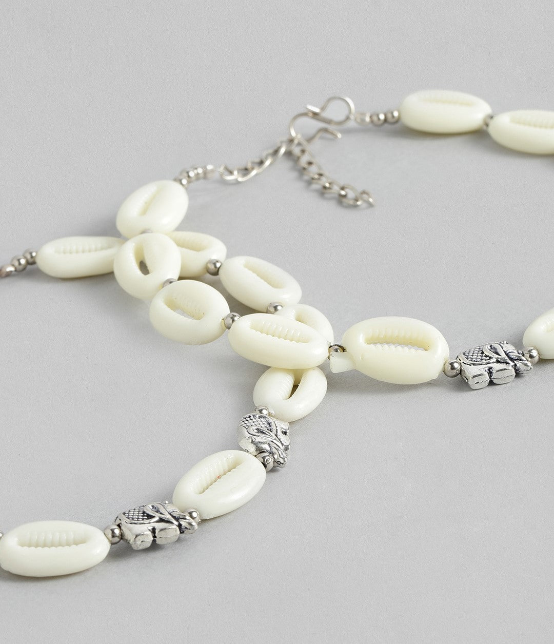 LAIDA Set of 2 German Silver- Plated Shell Anklet