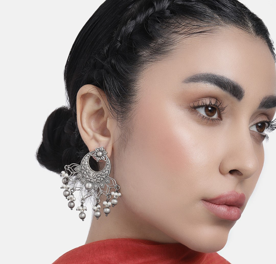 Silver-Plated Oxidised Classic Chandbalis