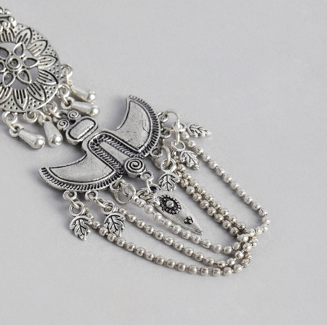 Silver-Plated Oxidised Quirky Drop Earrings