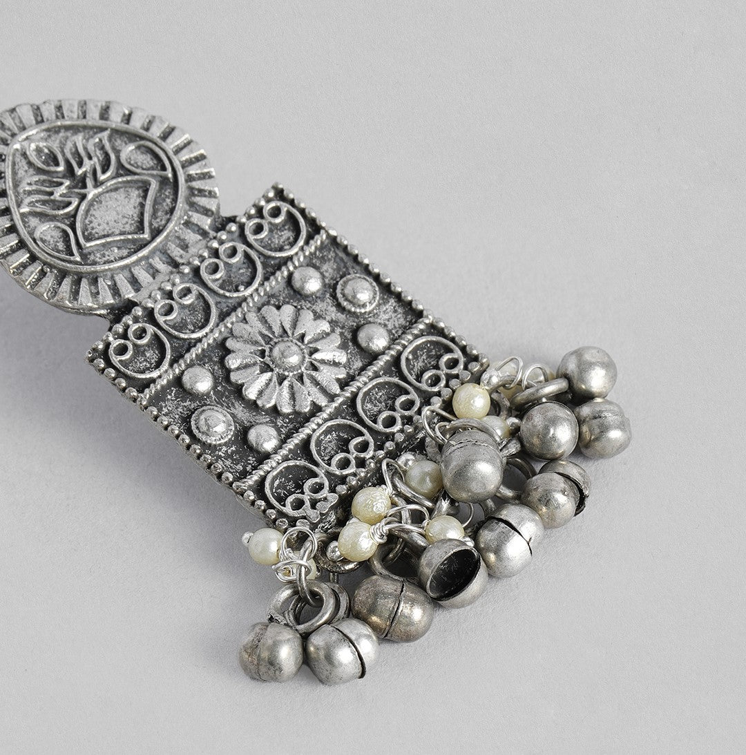 Silver-Toned Spherical Jhumkas Earrings