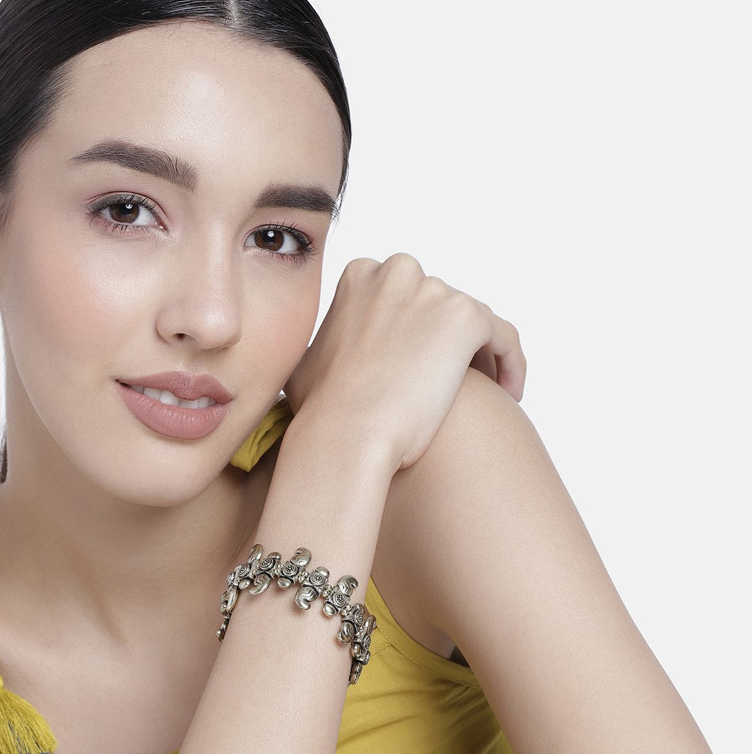 Swara Oxidised Silver-Plated Bracelet