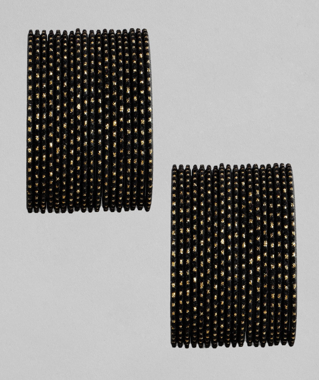 Chandni AD Gold Stone Studded 36 Black Bangles