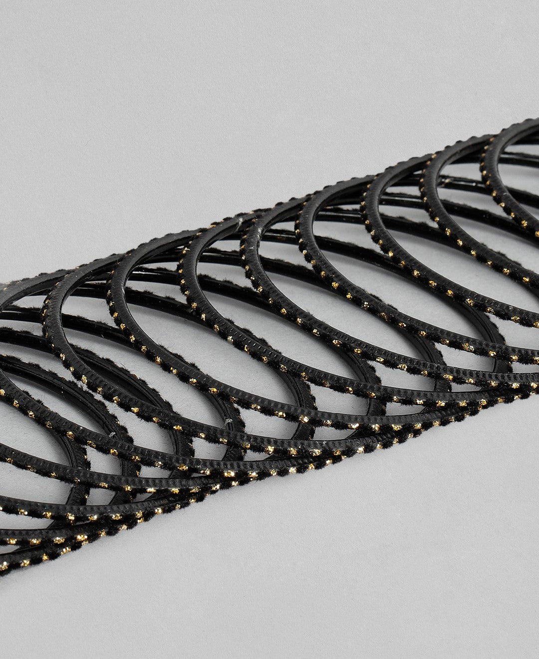 Chandni AD Gold Stone Studded 36 Black Bangles