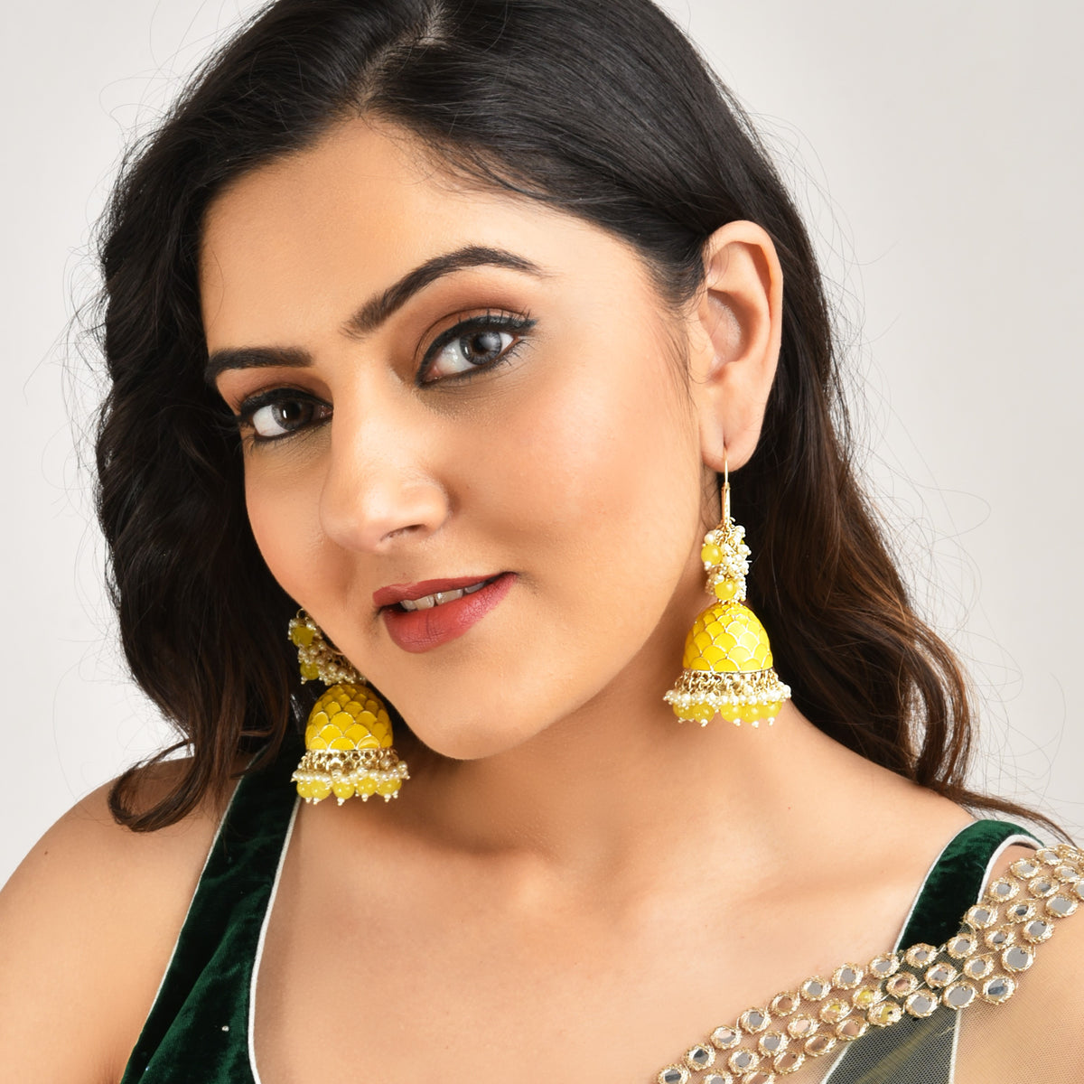 Yellow Classic Bali Jhumkas
