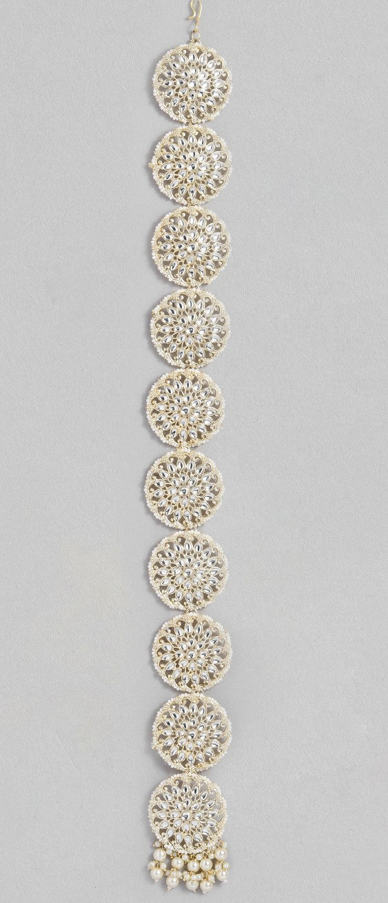 LAIDA Gold-Plated Kundan Studded & Beaded Head Chains