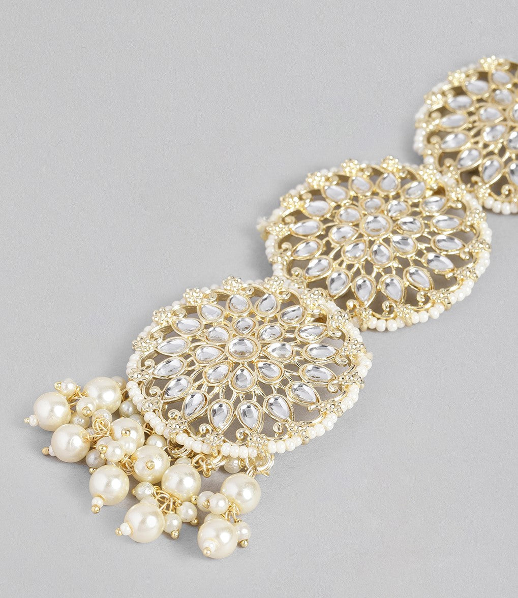 LAIDA Gold-Plated Kundan Studded & Beaded Head Chains