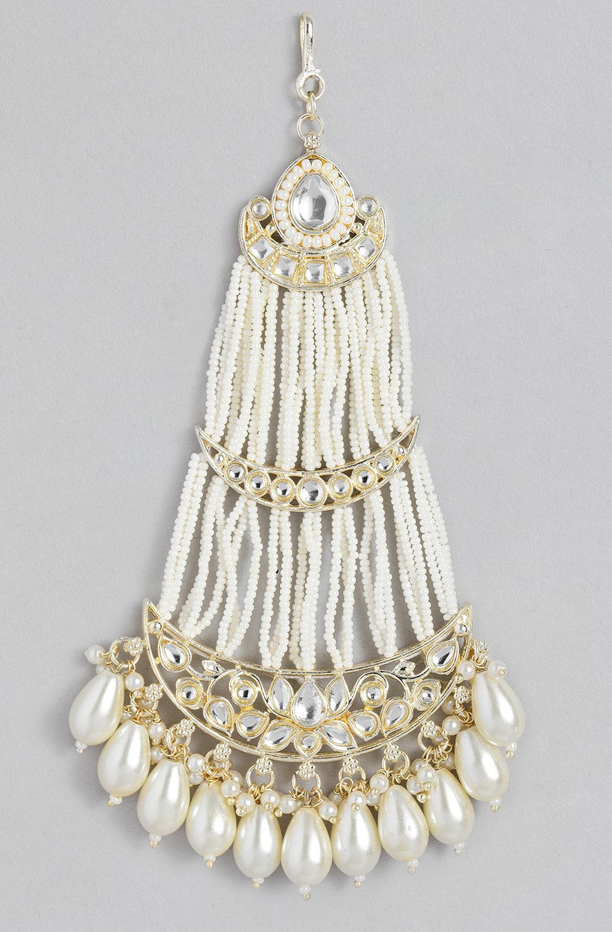 LAIDA Gold-Plated Pearls-Studded Jhumar Passa Head Jewellery
